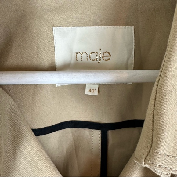 Maje Tan Trench Coat With Adjustable Waist - Picture 6 of 9